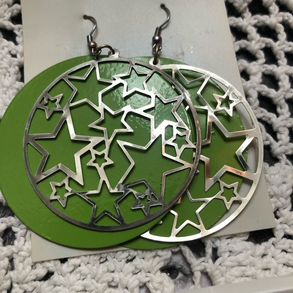 Big ✨ Stars ⭐️ Hoop Style Double layered Silver To - Picture 8 of 12